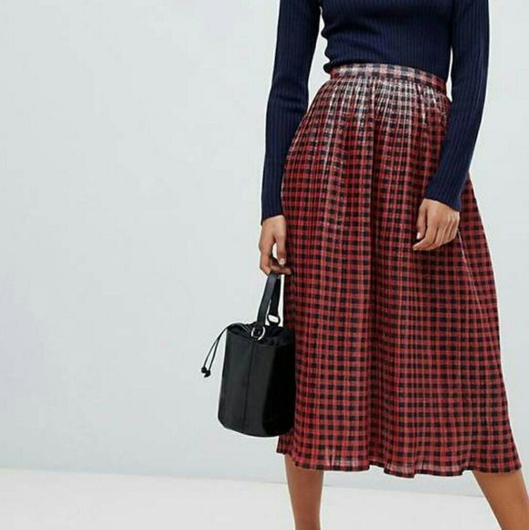 ASOS Dresses & Skirts - Metallic Checked High Waisted Maxi Skirt  Size 14